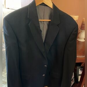 Calvin Klein Blazer Mens 44R Black Wool Blend Suit Sport Coat Jacket Preppy